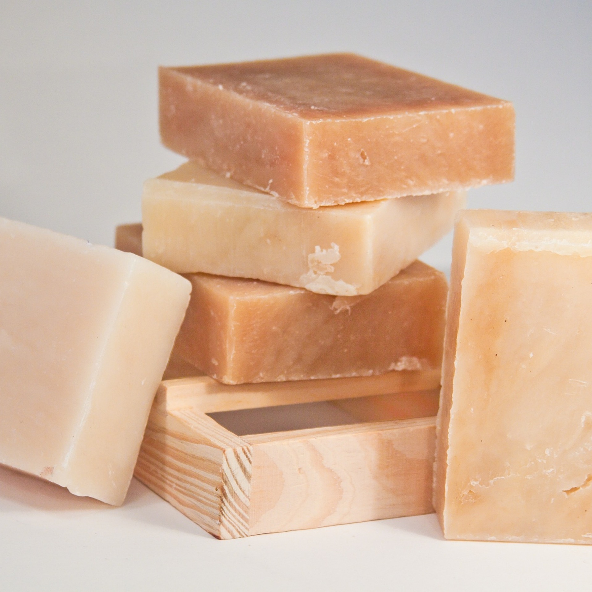 Stacked handmade tallow soap bars